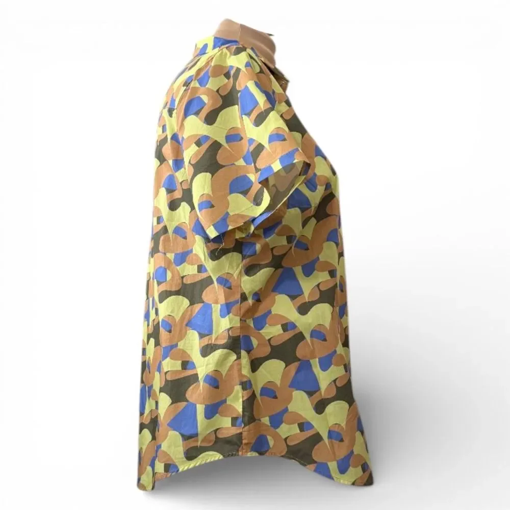WILDFANG "The Essential Short Sleeve Button Up", Geometric Print, NWT! Size 2X - Picture 4 of 9